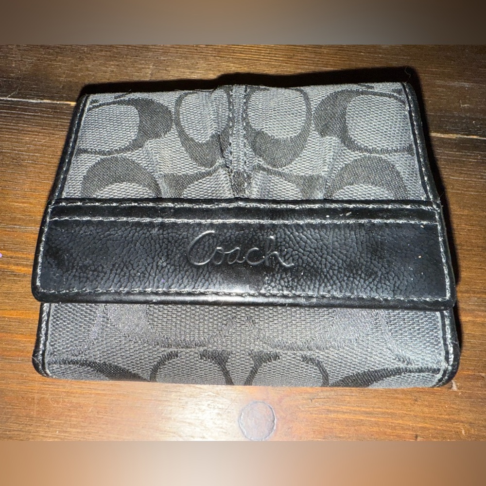 Coach Signature Black and Gray Wallet